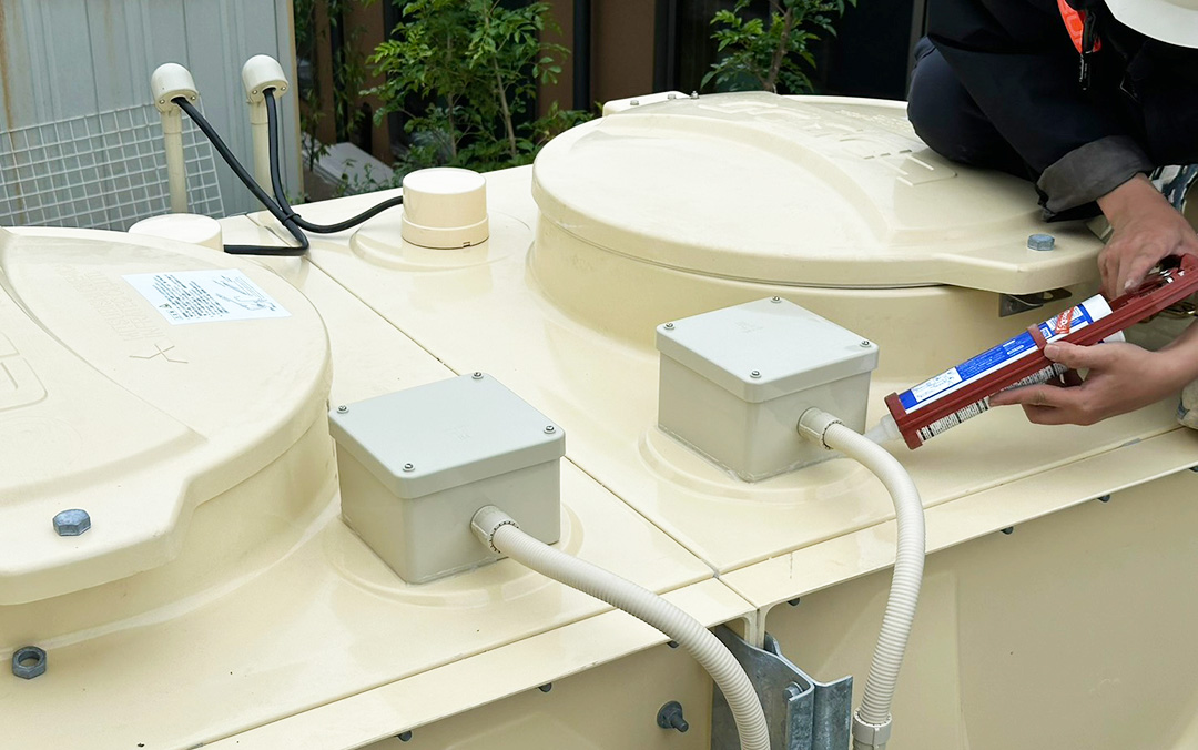 業務用水中ポンプの設置に伴う施設受水槽の電気制御工事（福岡市早良区）